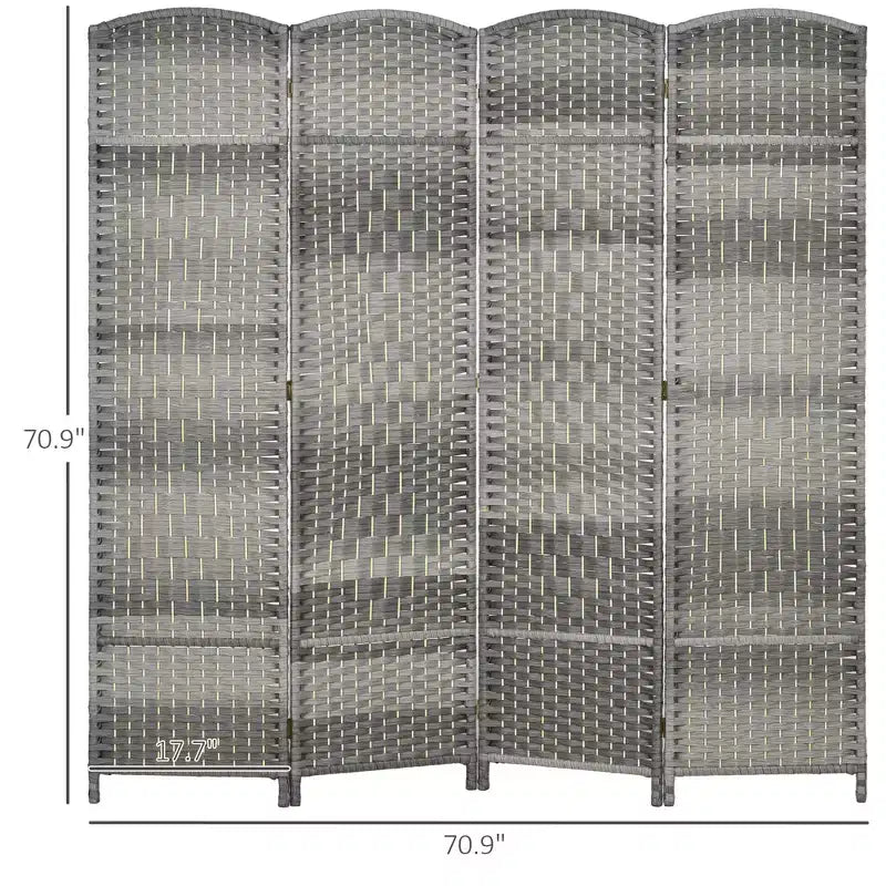 Mampara Plegable de 4 Paneles, 1.80 m de Altura, Biombo de Privacidad, Separador de Madera Independiente para Oficina en Casa