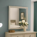 Royal Hampton Dresser Mirror, Beveled Glass, 38x44 Rustic White Solid Wood Frame