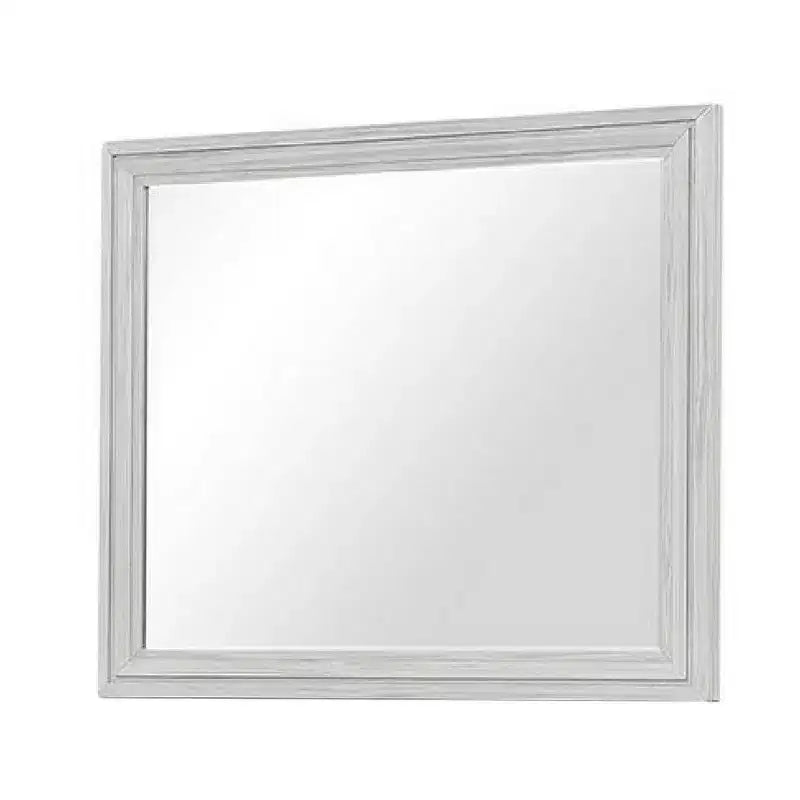 Espejo de cómoda Royal Hampton, cristal biselado, marco de madera maciza rústica blanca de 38x44