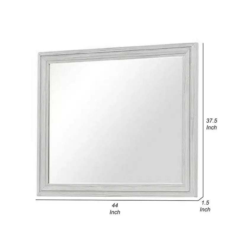 Espejo de cómoda Royal Hampton, cristal biselado, marco de madera maciza rústica blanca de 38x44