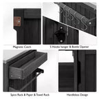 Isla de cocina exterior negra de 66.5 pulgadas para parrillas Big Green Egg, carrito de parrilla exterior de madera maciza para parrilla de mesa con tapa de acero inoxidable