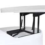 Mesa de centro elevable con cajón, mesa central redonda con almacenamiento, mesa de centro moderna de madera ajustable con almacenamiento para sala de estar, blanco