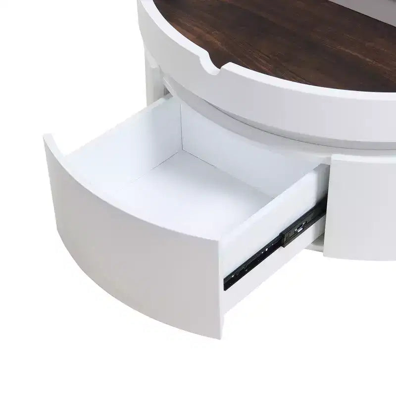 Mesa de centro elevable con cajón, mesa central redonda con almacenamiento, mesa de centro moderna de madera ajustable con almacenamiento para sala de estar, blanco