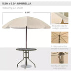Juego de comedor para patio de 6 piezas para 4 personas con sombrilla, mesa y sillas de exterior con 4 sillas de comedor plegables y mesa redonda de cristal
