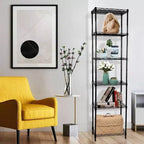 Estantería metálica de 6 niveles con estantes de alambre, ajustable, para lavandería, baño, cocina, despensa, armario, color negro, 42.16 cm de largo x 28.96 cm de ancho x 164.08 cm de alto