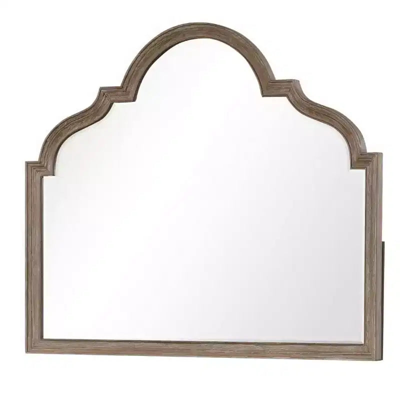 Espejo de cómoda Royal Hampton, cristal biselado, madera maciza de roble rústico marrón, 41x50