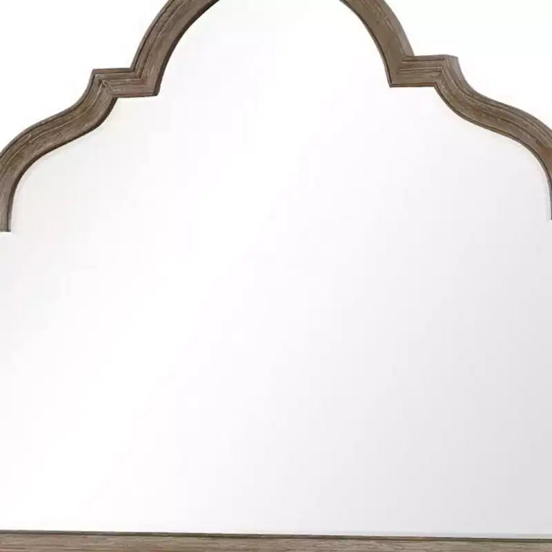 Espejo de cómoda Royal Hampton, cristal biselado, madera maciza de roble rústico marrón, 41x50