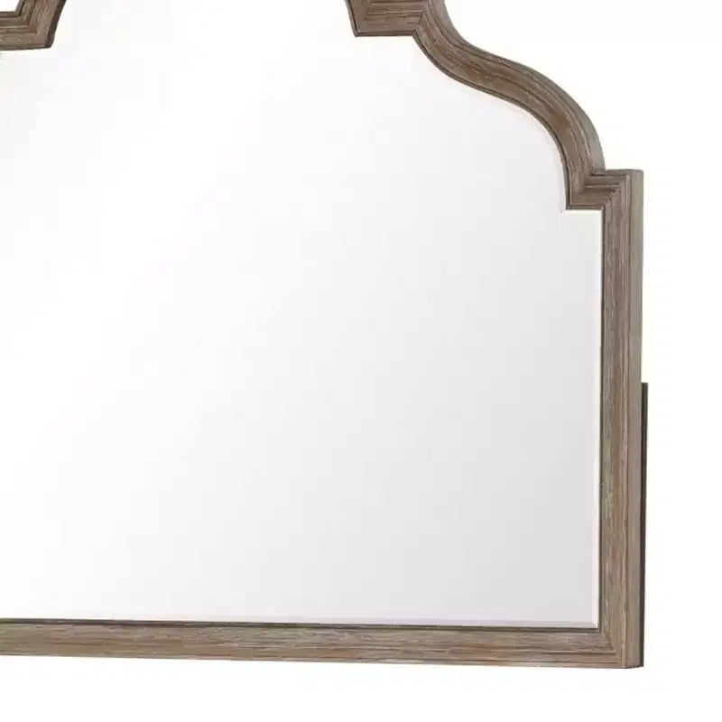 Espejo de cómoda Royal Hampton, cristal biselado, madera maciza de roble rústico marrón, 41x50