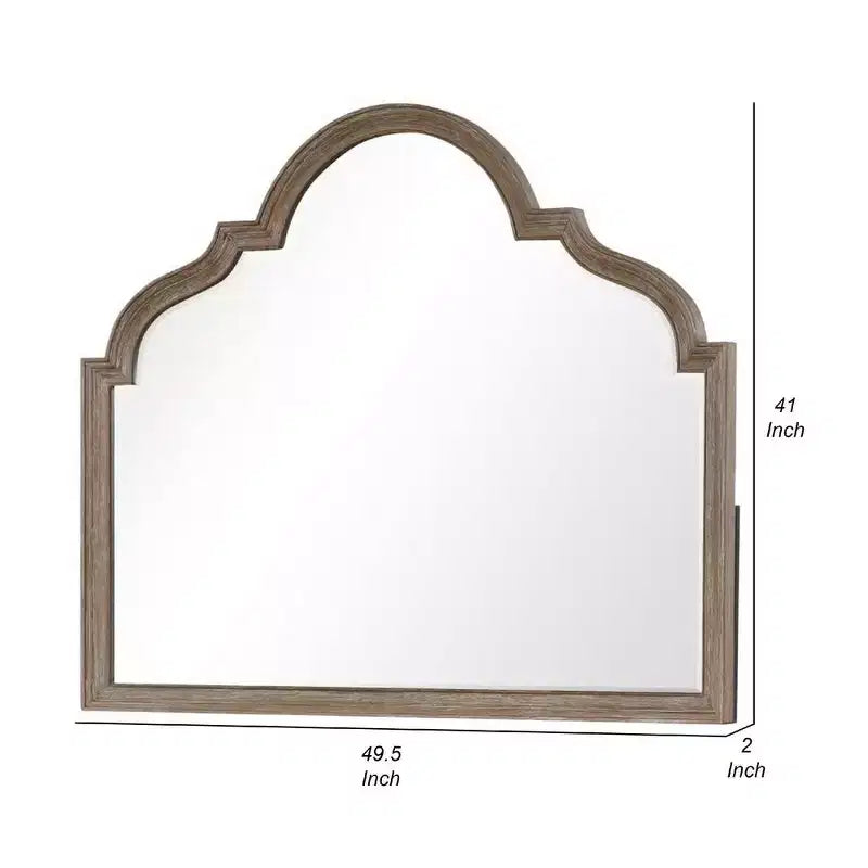 Espejo de cómoda Royal Hampton, cristal biselado, madera maciza de roble rústico marrón, 41x50