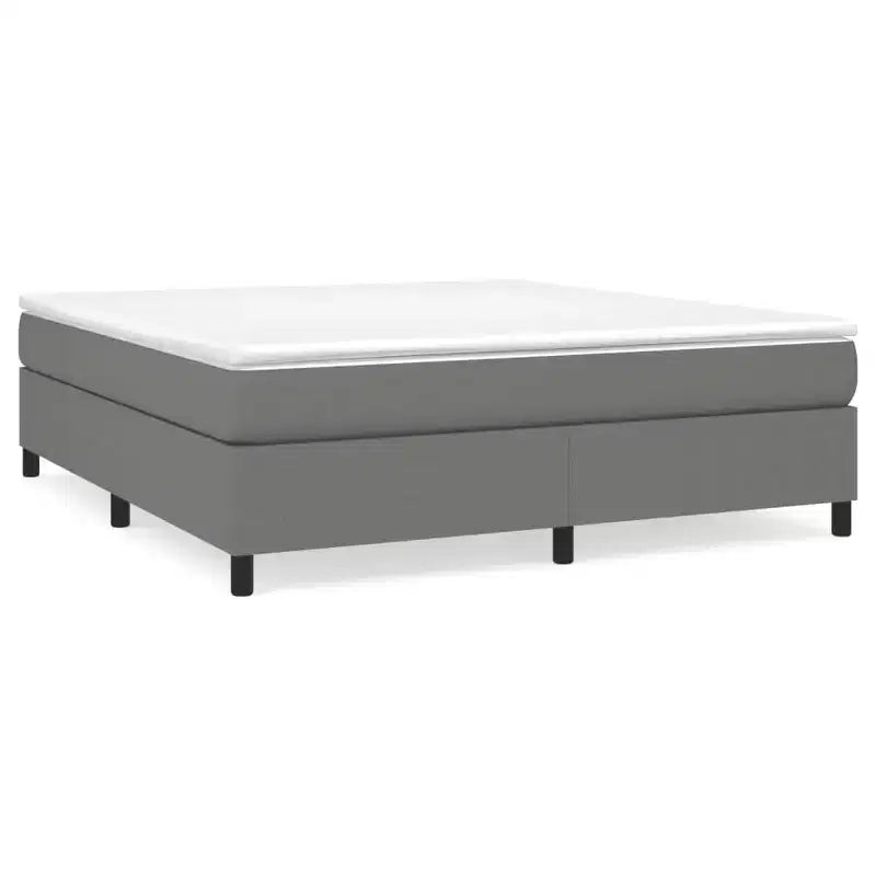 Base de cama Tela gris oscuro (100% poliéster), Contrachapado, Madera manufacturada