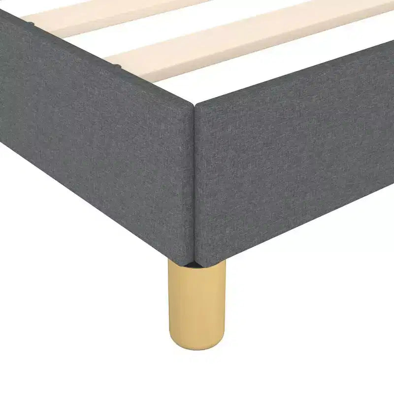 Estructura de Cama Poliéster Gris Oscuro, Contrachapado, Madera de Ingeniería Individual XL