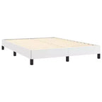 Base de cama de piel sintética blanca, Contrachapado, Madera de ingeniería, Matrimonial