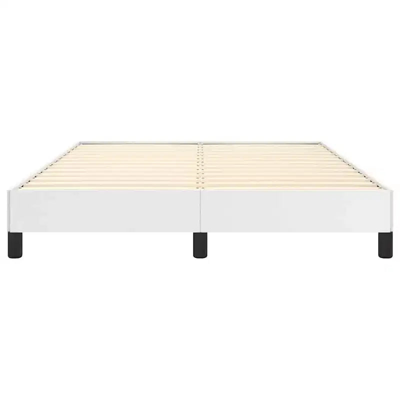 Base de cama de piel sintética blanca, Contrachapado, Madera de ingeniería, Matrimonial