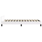 Estructura de cama con cabecero de piel sintética blanca, madera contrachapada, madera de ingeniería