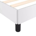 Estructura de cama con cabecero de piel sintética blanca, madera contrachapada, madera de ingeniería