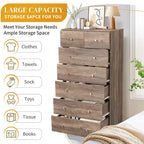 Karl Home Cómoda grande de 7 cajones para dormitorio y cómoda con construcción robusta, organizador de almacenamiento de madera para armario, en gris