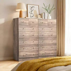 Karl Home Cómoda grande de 7 cajones para dormitorio y cómoda con construcción robusta, organizador de almacenamiento de madera para armario, en gris