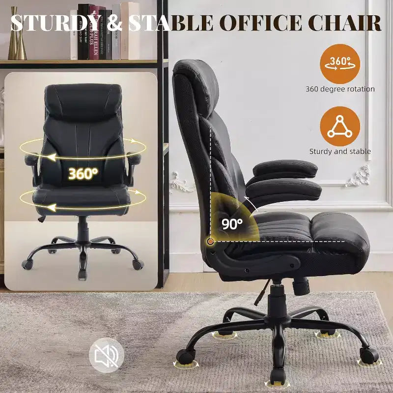 Silla ergonómica de oficina para la oficina en casa, silla ejecutiva de escritorio con respaldo alto, reposapiés retráctil y asiento ancho, silla giratoria de ordenador de alta resistencia