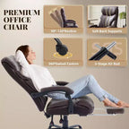 Silla ergonómica de oficina para la oficina en casa, silla ejecutiva de escritorio con respaldo alto, reposapiés retráctil y asiento ancho, silla giratoria de ordenador de alta resistencia