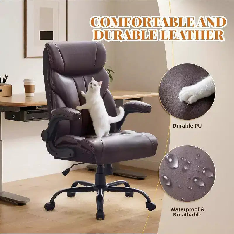 Silla ergonómica de oficina para la oficina en casa, silla ejecutiva de escritorio con respaldo alto, reposapiés retráctil y asiento ancho, silla giratoria de ordenador de alta resistencia