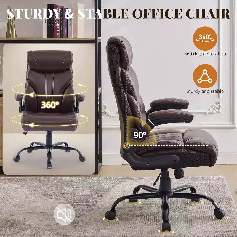 Silla ergonómica de oficina para la oficina en casa, silla ejecutiva de escritorio con respaldo alto, reposapiés retráctil y asiento ancho, silla giratoria de ordenador de alta resistencia