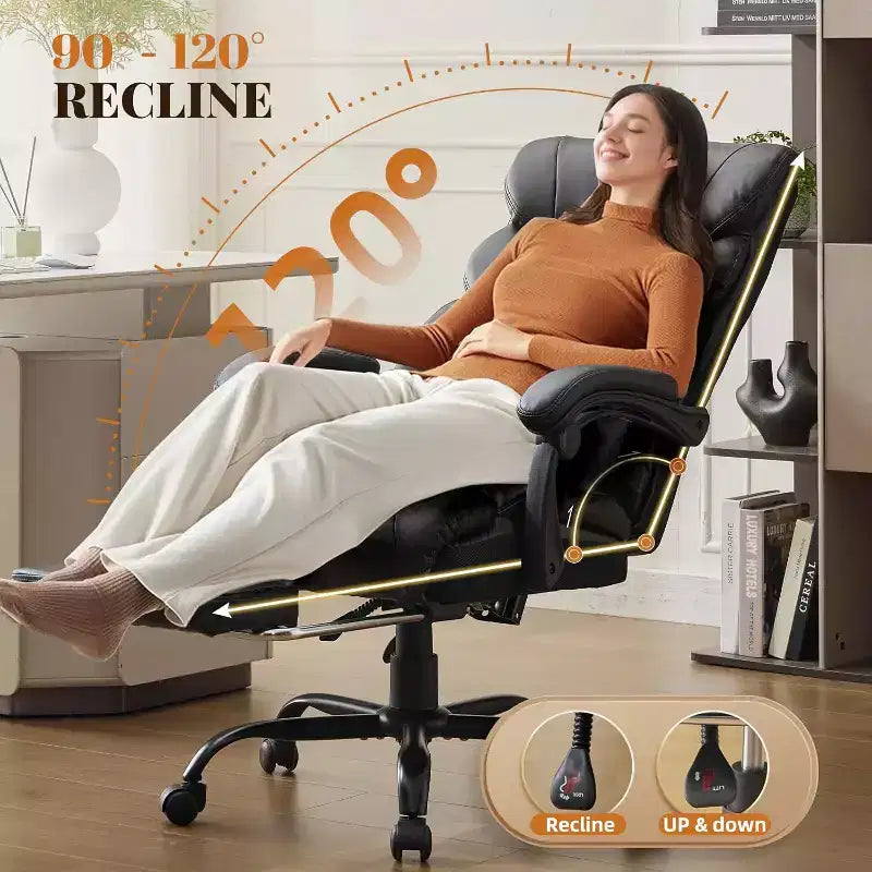 Silla ergonómica de oficina para la oficina en casa, silla ejecutiva de escritorio con respaldo alto, reposapiés retráctil y asiento ancho, silla giratoria de ordenador de alta resistencia