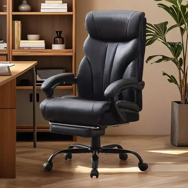 Silla ergonómica de oficina para la oficina en casa, silla ejecutiva de escritorio con respaldo alto, reposapiés retráctil y asiento ancho, silla giratoria de ordenador de alta resistencia