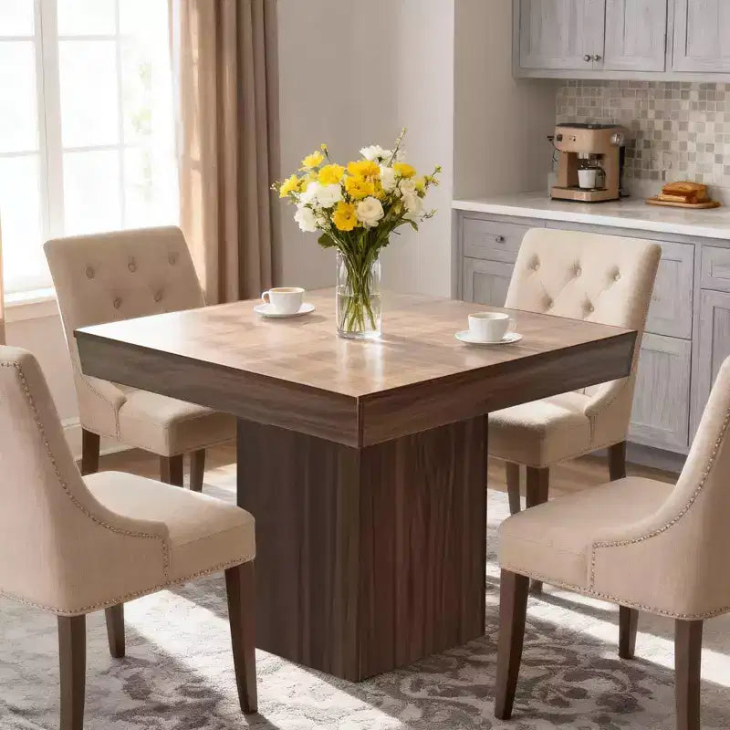 COZONY Mesa de Comedor Cuadrada de 31.5 pulgadas para 4, Mesa de Cocina Pequeña con Base de Pedestal Robusta, Mesa de Comedor de Estilo Rústico