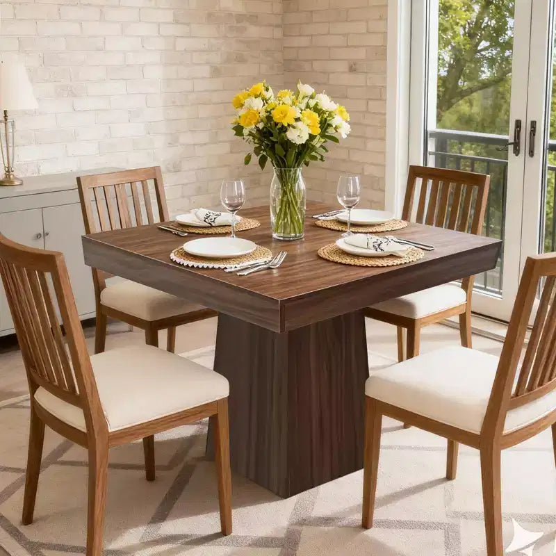 COZONY Mesa de Comedor Cuadrada de 31.5 pulgadas para 4, Mesa de Cocina Pequeña con Base de Pedestal Robusta, Mesa de Comedor de Estilo Rústico