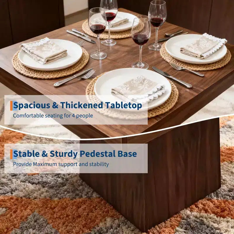 COZONY Mesa de Comedor Cuadrada de 31.5 pulgadas para 4, Mesa de Cocina Pequeña con Base de Pedestal Robusta, Mesa de Comedor de Estilo Rústico
