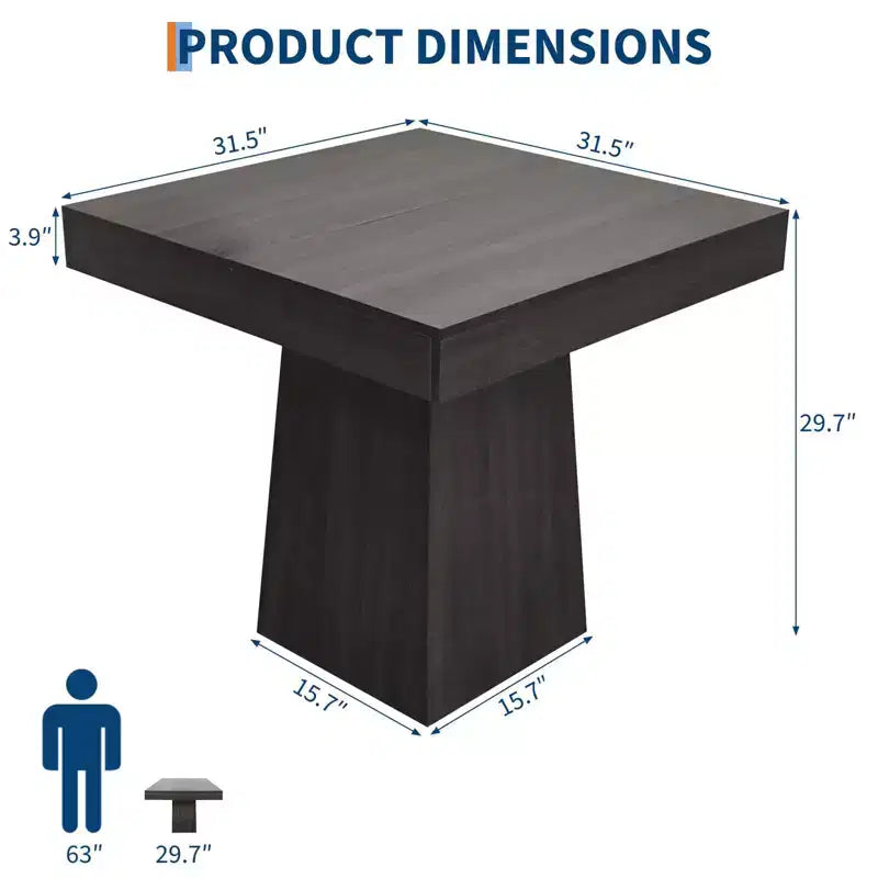 COZONY Mesa de Comedor Cuadrada de 31.5 pulgadas para 4, Mesa de Cocina Pequeña con Base de Pedestal Robusta, Mesa de Comedor de Estilo Rústico