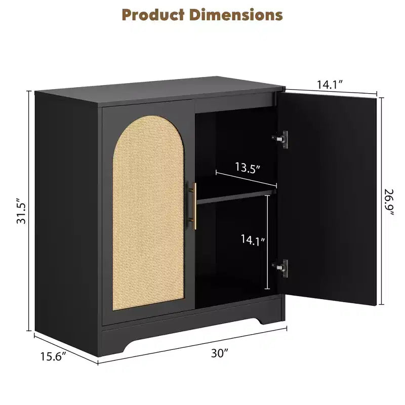 Aparador moderno con 2 puertas de ratán - Mesa consola/aparador con almacenamiento para sala de estar, comedor y recibidor