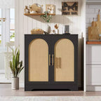 Aparador moderno con 2 puertas de ratán - Mesa consola/aparador con almacenamiento para sala de estar, comedor y recibidor