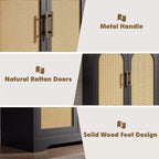 Aparador moderno con 2 puertas de ratán - Mesa consola/aparador con almacenamiento para sala de estar, comedor y recibidor
