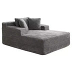 Sillón Chaise Lounge Grande 49", Sofá Cama Tapizado con 3 Almohadas, Sofá Individual sin Estructura para Sala de Estar Dormitorio, Gris