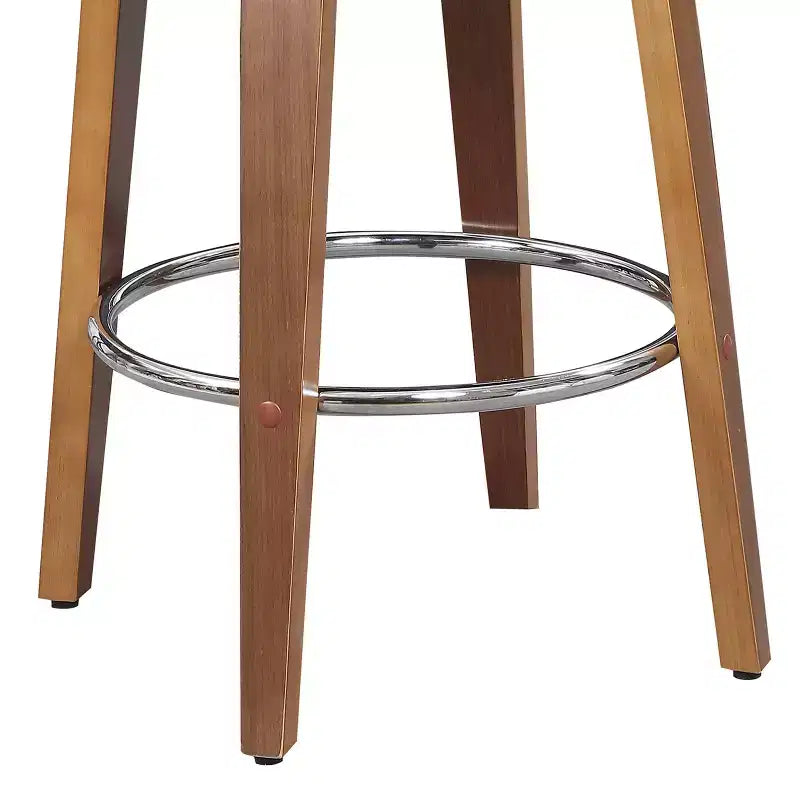 Taburetes de mostrador Okak de 27 pulgadas, 1 unidad, taburetes de bar giratorios de mediados de siglo con tapicería de piel sintética y estructura de madera, sillas de bar con detalles de cobre para cocina