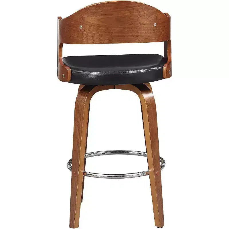 Taburetes de mostrador Okak de 27 pulgadas, 1 unidad, taburetes de bar giratorios de mediados de siglo con tapicería de piel sintética y estructura de madera, sillas de bar con detalles de cobre para cocina