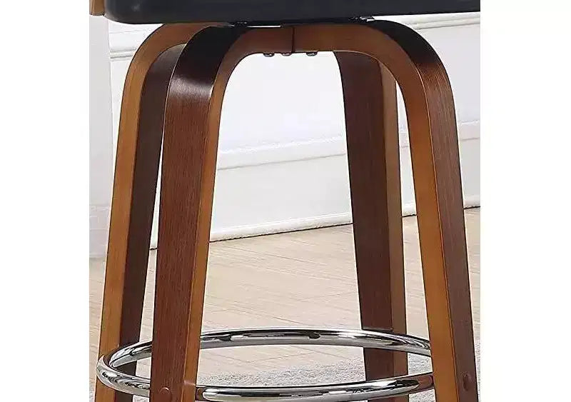 Taburetes de mostrador Okak de 27 pulgadas, 1 unidad, taburetes de bar giratorios de mediados de siglo con tapicería de piel sintética y estructura de madera, sillas de bar con detalles de cobre para cocina