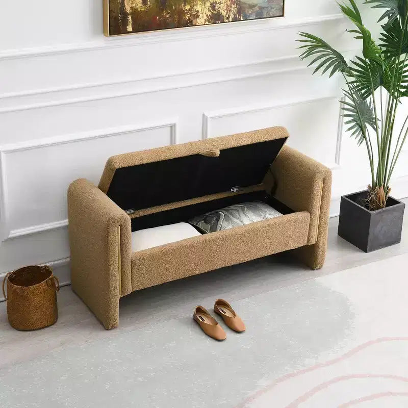 Banco tapizado moderno para dormitorio, otomana grande con almacenamiento y reposabrazos para pie de cama, sala de estar, entrada o sala de lectura