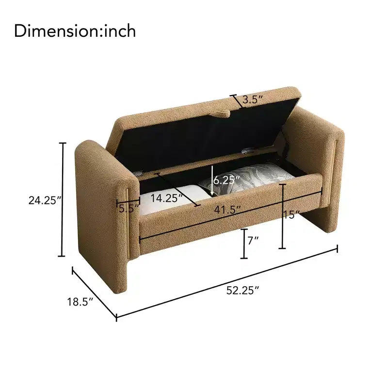 Banco tapizado moderno para dormitorio, otomana grande con almacenamiento y reposabrazos para pie de cama, sala de estar, entrada o sala de lectura