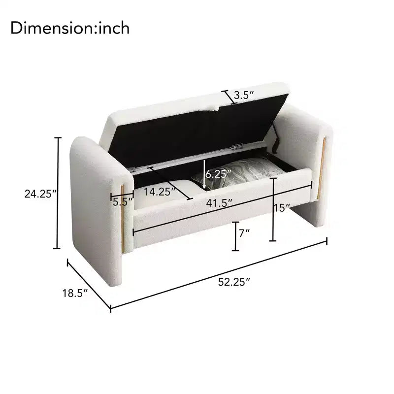 Banco tapizado moderno para dormitorio, otomana grande con almacenamiento y reposabrazos para pie de cama, sala de estar, entrada o sala de lectura