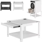 Soporte resistente para lavadora y secadora COZONY de 29 pulgadas, estante extraíble, base antivibración, capacidad de almacenamiento de 800 libras
