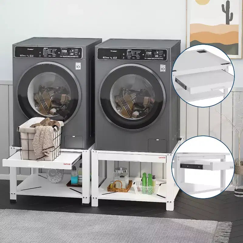 Soporte resistente para lavadora y secadora COZONY de 29 pulgadas, estante extraíble, base antivibración, capacidad de almacenamiento de 800 libras