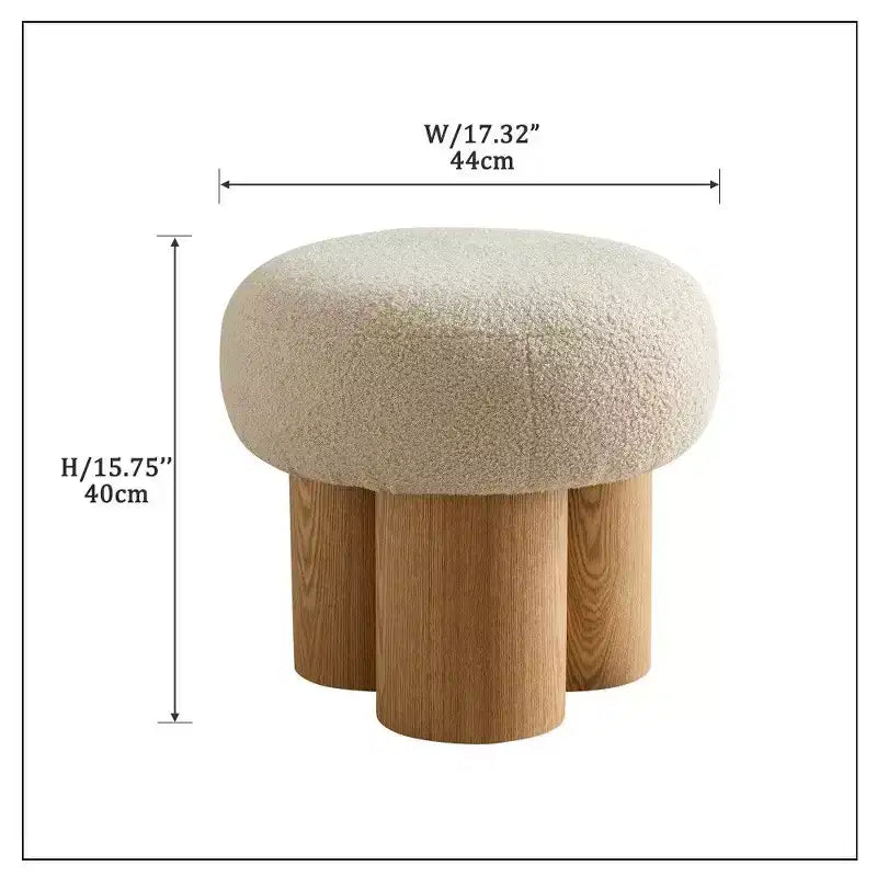 TUYOHW Taburete de Seta, otomana de felpa con patas de aspecto de madera, taburete auxiliar en forma de barril de 43 cm para sala de estar o entrada