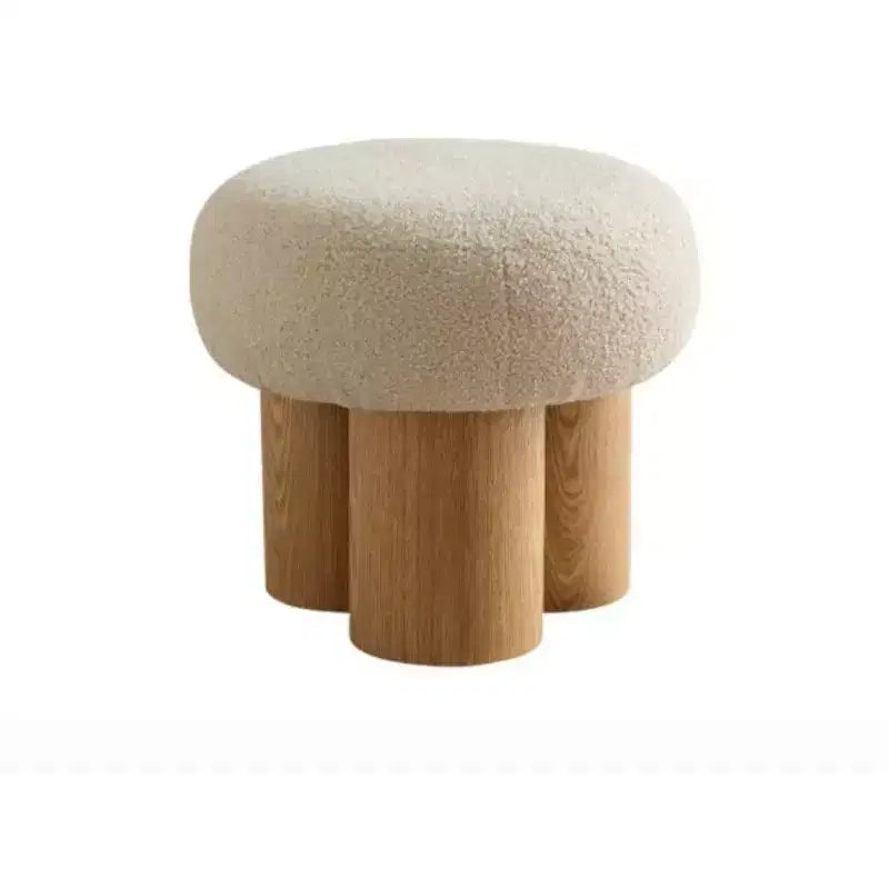 TUYOHW Taburete de Seta, otomana de felpa con patas de aspecto de madera, taburete auxiliar en forma de barril de 43 cm para sala de estar o entrada