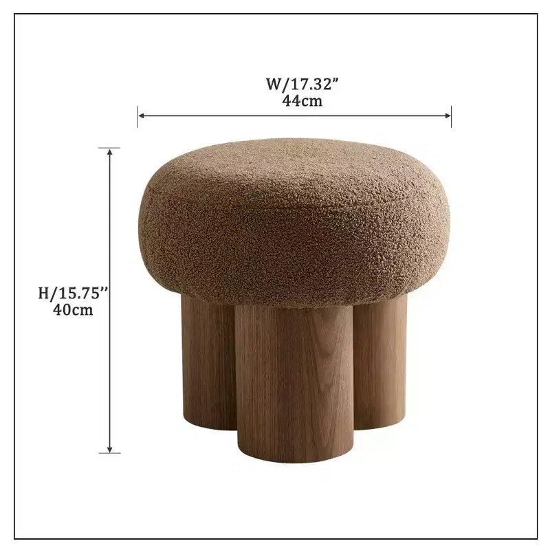TUYOHW Taburete de Seta, otomana de felpa con patas de aspecto de madera, taburete auxiliar en forma de barril de 43 cm para sala de estar o entrada