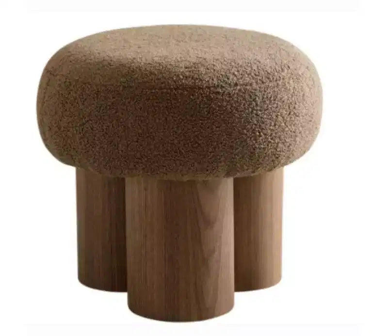 TUYOHW Taburete de Seta, otomana de felpa con patas de aspecto de madera, taburete auxiliar en forma de barril de 43 cm para sala de estar o entrada