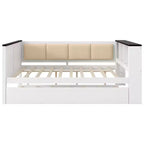 Cama de día de madera Gibson de GDFStudio con estantes de almacenamiento y respaldo tapizado