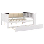 Cama de día de madera Gibson de GDFStudio con estantes de almacenamiento y respaldo tapizado