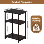 Mesa auxiliar de 3 niveles, mesa auxiliar alta con estructura de metal, mesas de sofá con almacenamiento para sala de estar, estante de almacenamiento de mesita de noche para dormitorio, baño